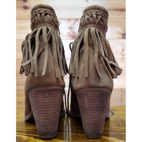 Gianni Bini Brown Leather Fringe Pointy Ankle Western Boots Booties Size 9.5 - Picture 6 of 12